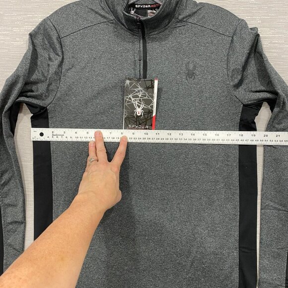 SPYDER 1/4 Zip Pullover Shirt Mens Small Grey Base Layer Quick Dry - Picture 9 of 13
